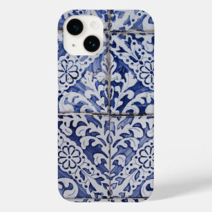 Coque Case-Mate iPhone Tuiles portugaises - Azulejo Floral bleu et blanc
