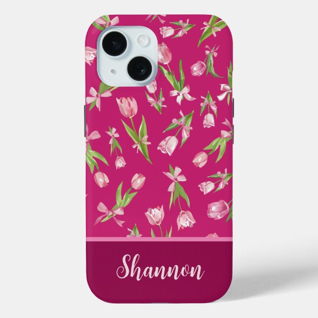 Coque Case-Mate iPhone Tulipes roses avec coque iphone de lignes (Verso)