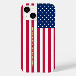 Coque Case-Mate iPhone USA Drapeau or Monogramme patriotique américain él