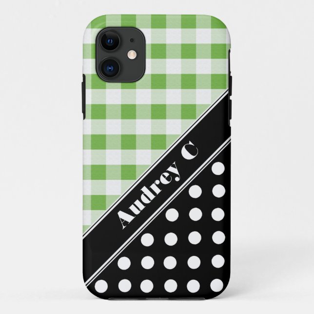 Coque Case-Mate iPhone Vert En vichy Noir Polka Dot iPhone 5 Coque (Dos)