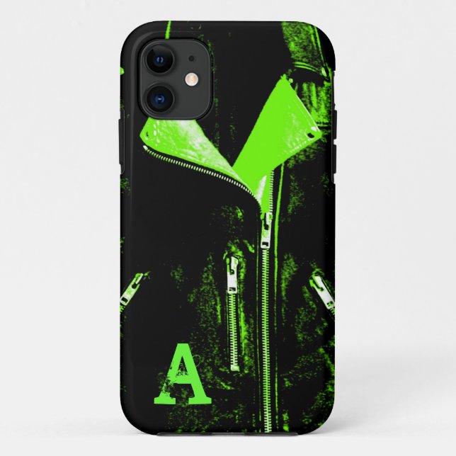 Coque Case-Mate iPhone Veste en cuir vert monogramme iPhone 5 coque (Dos)