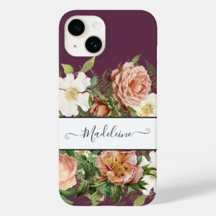 Coque Case-Mate iPhone Vintage Cassis Rose et Blanc Floral Fleurs élégant