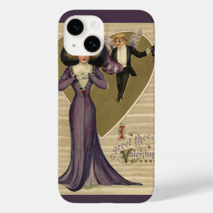 Coque Case-Mate iPhone Vintage Saint-Valentin victorienne, dame en violet