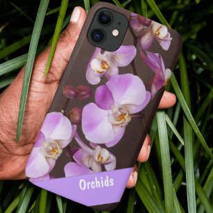 Coque Case-Mate iPhone Violet et Orchidée blanche - photo de près