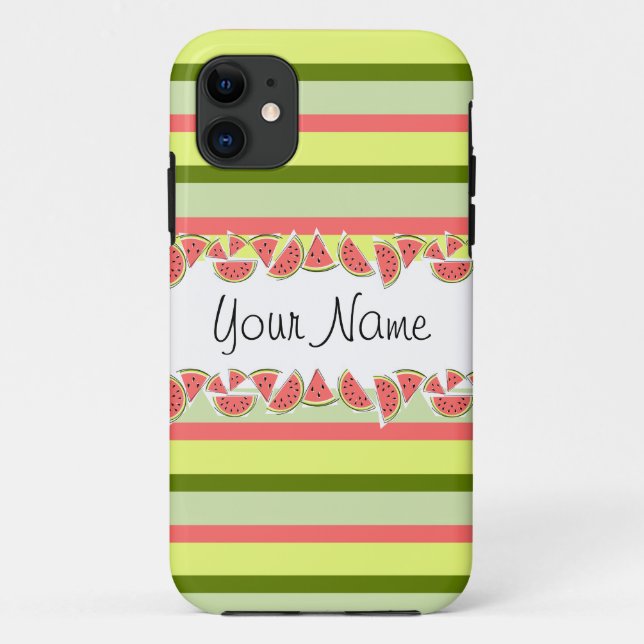 Coque Case-Mate iPhone Watermelon Stripe Classic Votre nom coque iphone (Dos)