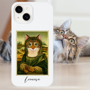 Coque Case-Mate iPhone Whimsical Mona Lisa Chat Nom personnalisé