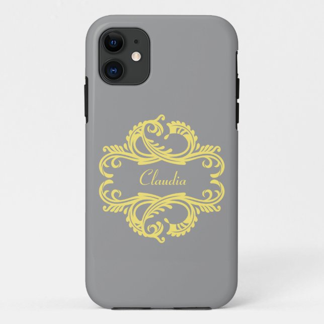 Coque Case-Mate iPhone Yellow Chic Damask BT iPhone 5 Coque (Dos)