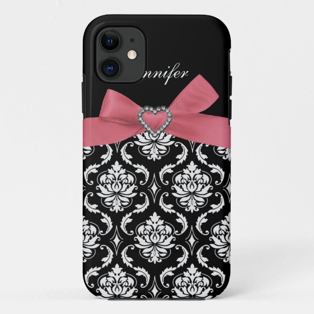Coque Case-Mate Pour iPhone Arc rose avec le coque iphone de damassé (Dos)