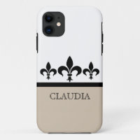 Beige Swanky Fleur De Lis BT iPhone 5 Coque
