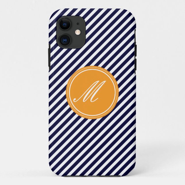 Coque Case-Mate Pour iPhone Bleu Marine & Blancs avec Monogram iPhone 5 Coque (Dos)