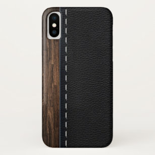 Coque Case-Mate Pour iPhone Bois réaliste et texture en cuir piquée