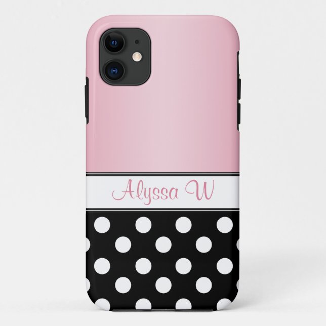 Coque Case-Mate Pour iPhone Coque Black Polka Dot Pink iPhone 5 (Dos)