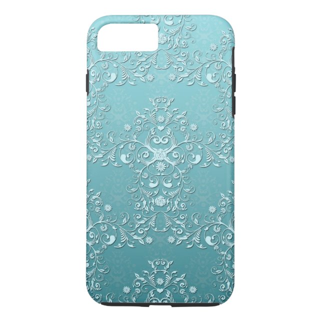 Coque Case-Mate Pour iPhone Coque Girly sarcelle damassé aqua pour iPhone 7 (Dos)