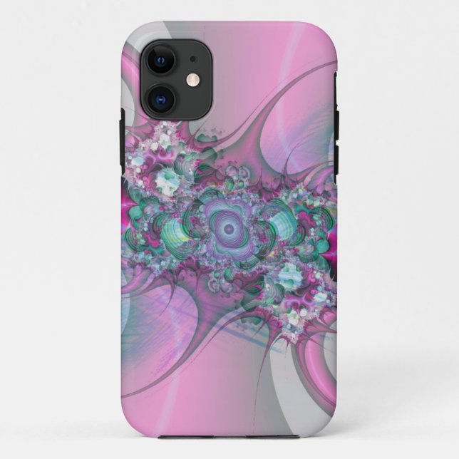 Coque Case-Mate Pour iPhone coque iphone d'art fractal rose pastel (Dos)