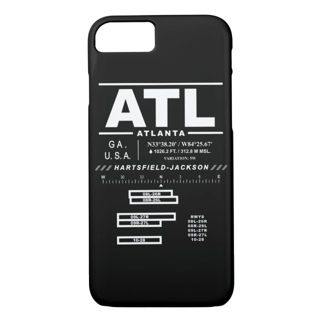 Coque Case-Mate Pour iPhone Coque iphone de l'aéroport international ATL (Dos)