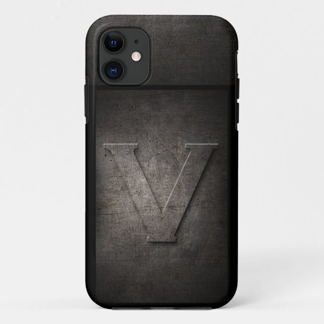 Coque Case-Mate Pour iPhone Coque iphone de monogramme de métal de grunge (Dos)