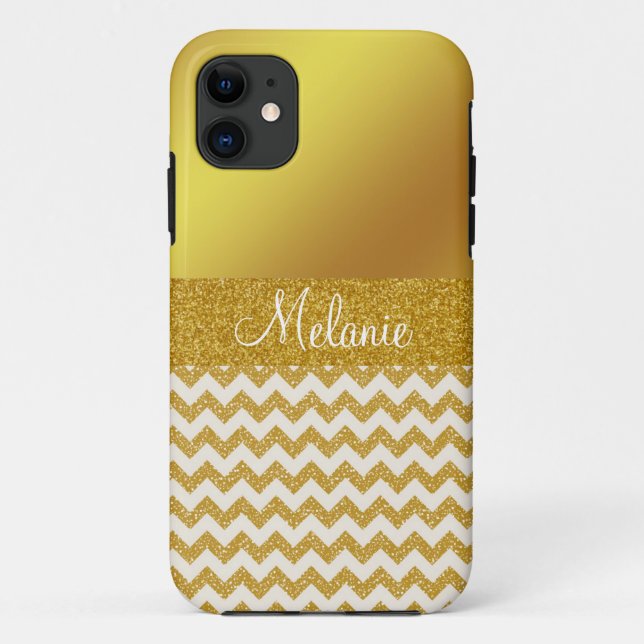 Coque Case-Mate Pour iPhone Coque iphone personnalisé Gold Chevron (Dos)