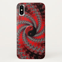 Coque iphone rouge et noir de Yin-Yang de fractale