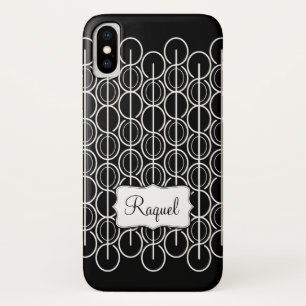 Coque Case-Mate Pour iPhone Graphique ovale lié coque iphone de nom noir et bl