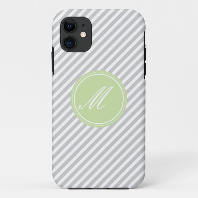 Coque Case-Mate Pour iPhone Gris et blanc bande Monogramme iPhone 5 Coque (Dos)