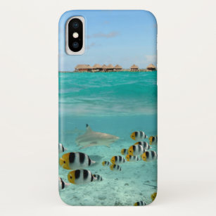 Coque Case-Mate Pour iPhone Île tropicale avec le cas de l'iphone X de requin