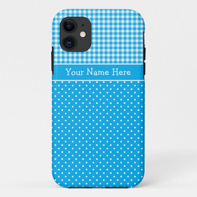 Coque Case-Mate Pour iPhone iPhone 5 Coque personnalisé, Polkas bleu blanc et  (Dos)