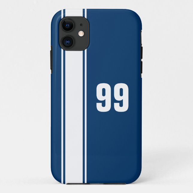 Coque Case-Mate Pour iPhone Jersey à bande bleue et blanche coque iphone numér (Dos)