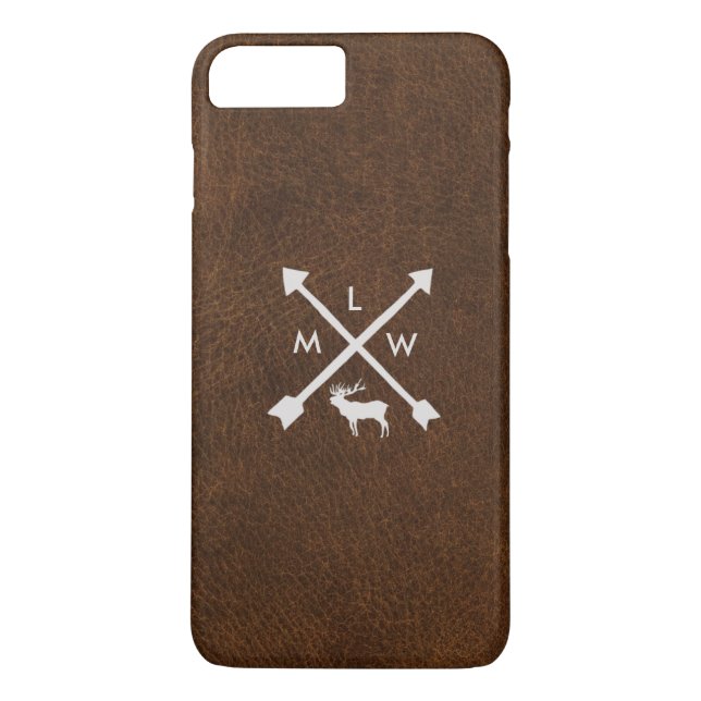 Coque Case-Mate Pour iPhone Monogramme en cuir rustique iPhone 7+ Coque (Dos)