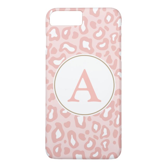 Coque Case-Mate Pour iPhone Monogramme léopard rose pâle iPhone 7 Plus Coque (Dos)
