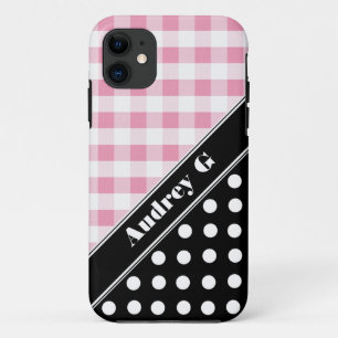 Coque Case-Mate Pour iPhone Pink En vichy Black Polka Dot iPhone 5 Coque