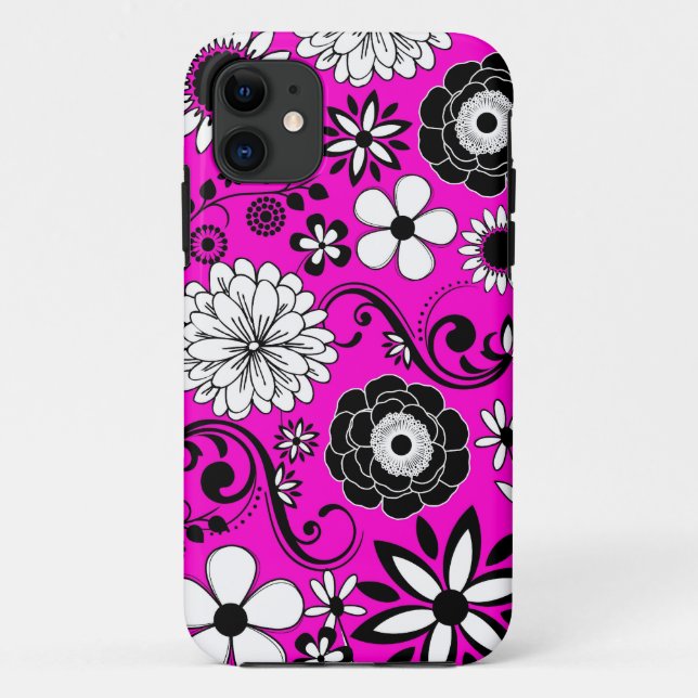 Coque Case-Mate Pour iPhone Pink noir blanc fleur art iphone 5 coque (Dos)