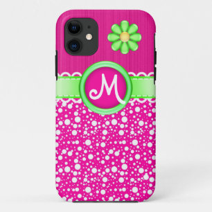 Coque Case-Mate Pour iPhone Pois monogrammes mignons et Coque iPhone 5 fleurs