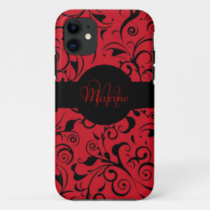 Coque Case-Mate Pour iPhone Rouge noir damassé personnalisable iphone 5 coque