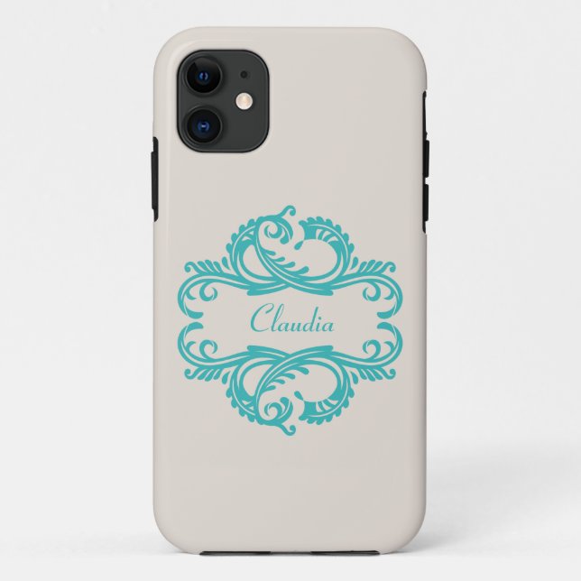 Coque Case-Mate Pour iPhone Turquoise Chic Damask BT iPhone 5 Coque (Dos)