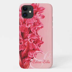 Coque Case-Mate Pour iPhone Votre nom Orchidée rouge floral