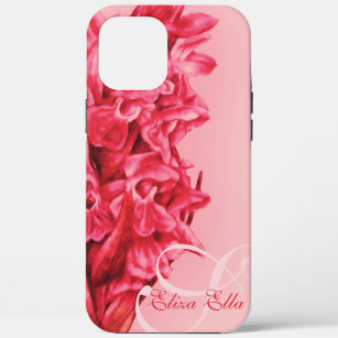 Coque iPhone 12 Pro Max Votre nom Orchidée rouge floral