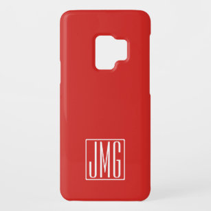 Coque Case-Mate Pour Samsung Galaxy S9 3 Initiales Monogramme   Rouge et blanc (ou couleu