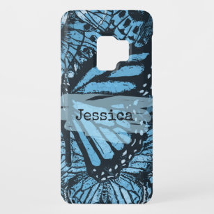 Coque Case-Mate Pour Samsung Galaxy S9 Abstrait Grunge Blue Butterfly Art personnalisé