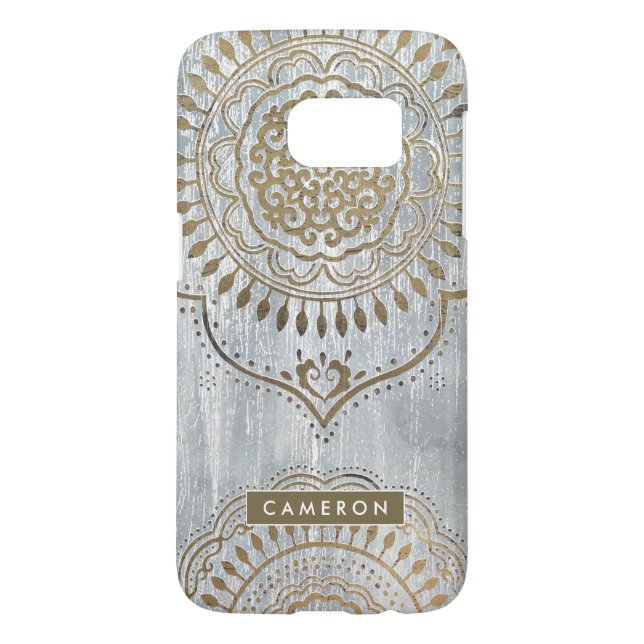 Coque Casemate Pour Samsung Galaxy Ajoutez votre nom | Mandala Gold Design (Dos)