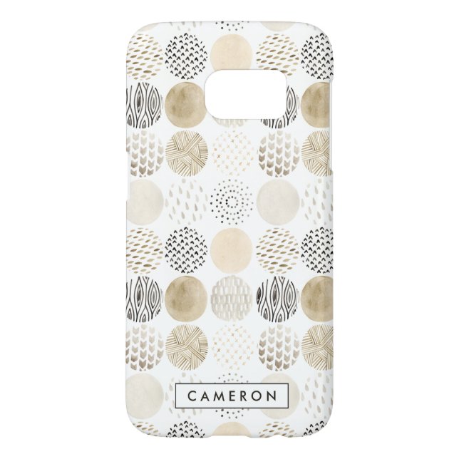 Coque Casemate Pour Samsung Galaxy Ajoutez votre nom | Motif circulaire Abstrait neut (Dos)