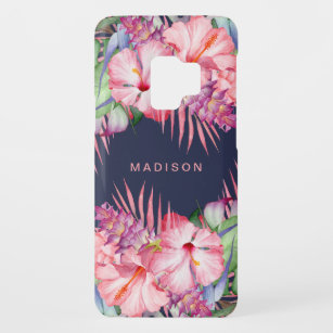 Coque Case-Mate Pour Samsung Galaxy S9 Aloha aquarelle tropicale florale avec votre nom