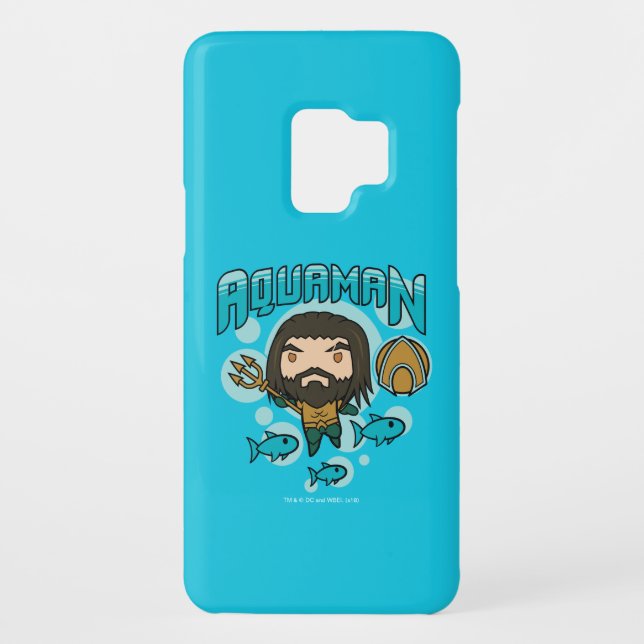 Coque Casemate Pour Samsung Galaxy Aquaman | Chibi Aquaman Graphisme sous-marin (Dos)