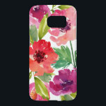 Coque Samsung Galaxy S7 Aquarelle rose et pourpre florale<br><div class="desc">Joli et féminin,  ce cas comporte une combinaison des fleurs roses et pourpres d'aquarelle avec le feuille vert.</div>