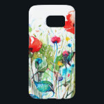 Coque Samsung Galaxy S7 Aquarelles et fleurs colorées du Poppy rouge<br><div class="desc">Fleurs printanières colorées cool avec l'illustration de l'aquarelle du pavot rouge. Fond blanc.</div>