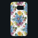 Coque Samsung Galaxy S7 Aquarelles modernes colorées Fleurs Motif<br><div class="desc">Elégante aquarelle fleurs colorées sans couture motif blanc arrière - plan.</div>