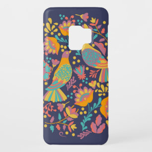 Coque Case-Mate Pour Samsung Galaxy S9 Art populaire mexicain coloré Oiseaux et fleurs Bl