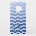Coque Case-Mate Pour Samsung Galaxy S9 Bleu de marine nautique Vagues Bleue de la Marine<br><div class="desc">Bleu bleu marine vagues avec votre nom.</div>