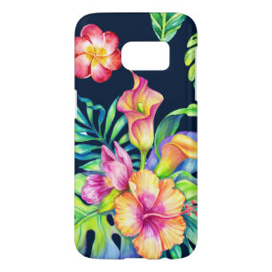 Coque Samsung Galaxy S7 Bouquet de fleurs exotiques tropicales colorées