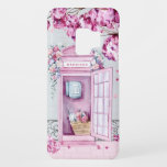 Coque Case-Mate Pour Samsung Galaxy S9 Bouteille de téléphone rose floral personnalisée<br><div class="desc">Cette belle cabine téléphonique est ornée d'une cabine téléphonique rose ornée de fleurs et d'un arbre à proximité qui laisse tomber des fleurs roses au sol. Vous pouvez personnaliser avec votre nom.</div>