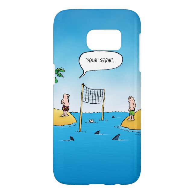 Coque Casemate Pour Samsung Galaxy Caricature amusante de Shark Volleyball (Dos)